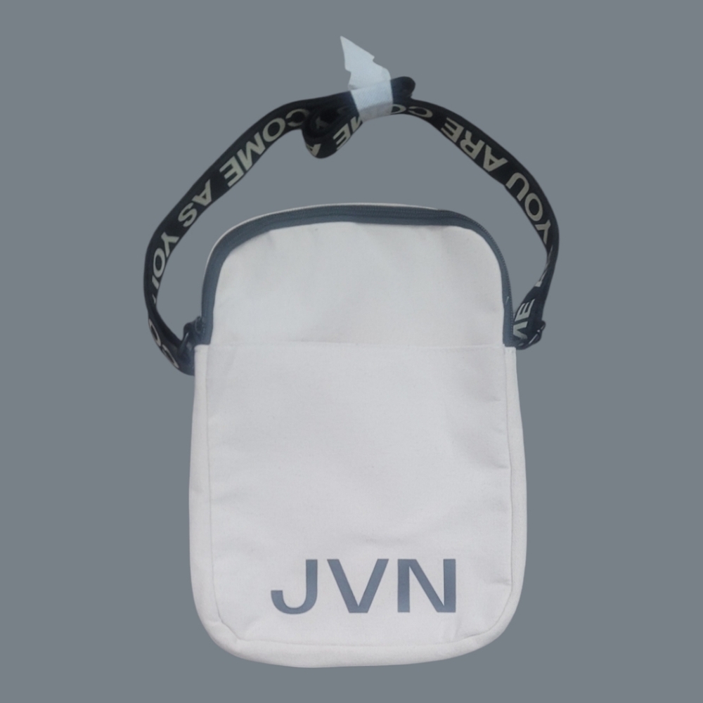 JVN Off-White and Black Canvas Unisex Crossbody Bag